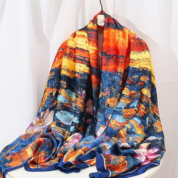 Clysoru Silk Scarf For Women Hair Scarves Lightweight Satin Elegant Shawl Wraps Bufanda Mujer Fashion Accessories 70.8"X35.4"