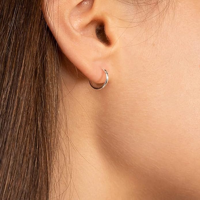 Silver Hoop Earrings- Cartilage Earring Small Hoop Earrings for Women Men,4 Pairs of Hypoallergenic 925 Sterling Silver Tragus Earrings
