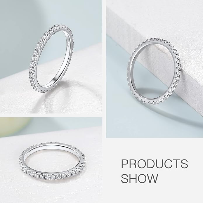 Suplight 925 Sterling Silver Wedding Band Rings, Full Cubic Zirconia Wishbone Ring Love/Lucky Engagement Promise Rings For Women, Size 4-12 (with Gift Box)