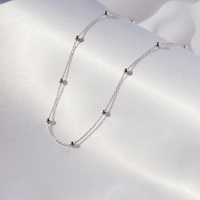 Dainty Chain Necklace for Women, 18K Gold Plated Coin Disc Choker Necklaces Simple Satellite Beaded Twisted Thin Paper Clip Chain Everyday Jewelry Gifts