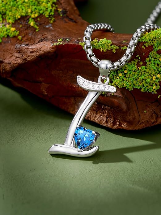 Christmas Gifts for Women Alphabet A to Z Initial Birthstone Pendant Necklaces for Women - 18k White Gold Plated Personalized Name Jewelry Valentine Mothers Day Birthday Gifts for Women Her Girlfriend