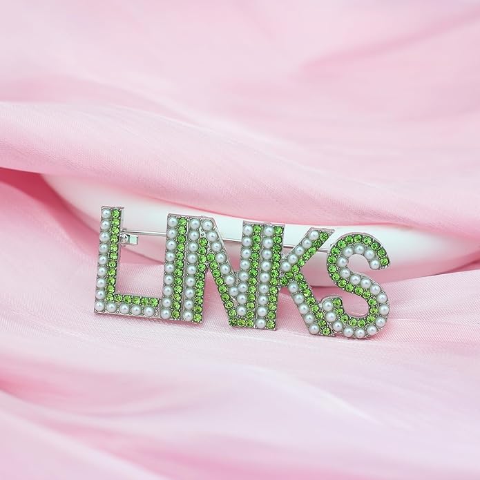 Greek Sorority Brooch Pin for Women Sorority Gift Paraphernalia Jewelry Green Rhinestone Pearl Brooch Pin Sisterhood Graduation Gift for Soror Sister