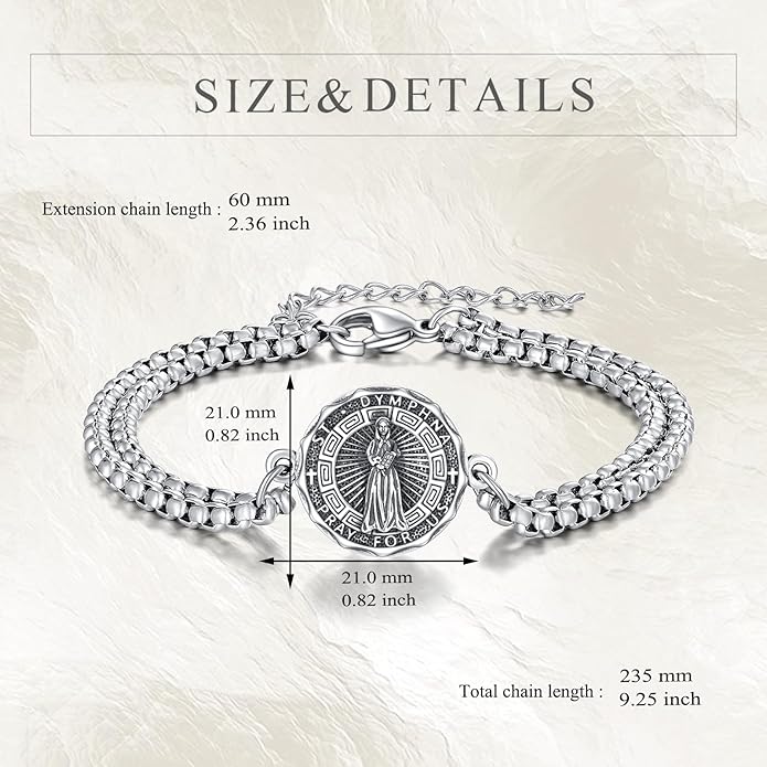 YFN Patron Saint Bracelet Sterling Silver Religious Protector Bracelet Jewelry Gift for Women Men