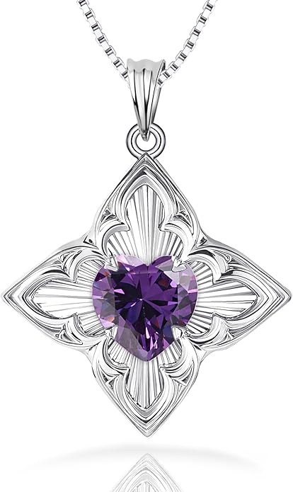 Delicate Four-Leaf Clover Charm Necklace with January Birthstone - S925 Silver, Gift Idea