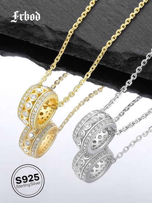 D Color 0.53ct/1.24ct/1.72ct/1.2ct Moissanite Necklace for Women Men, 925 Sterling Silver Chunky Circle/Triangle/Square Pendant, Birthday Christmas Valentines Jewelry, 16-20 Inch Box Chain Adjustable