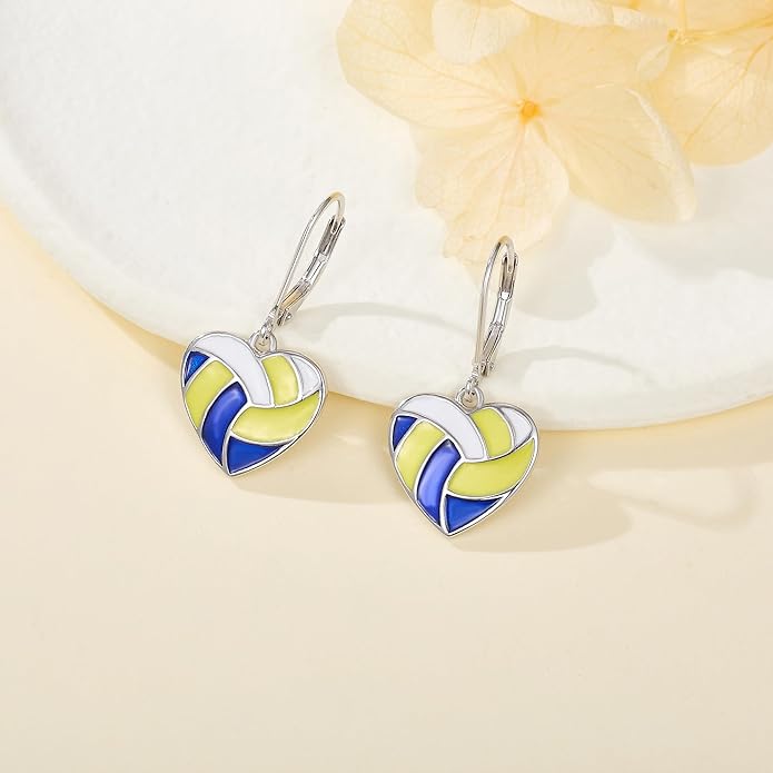 YFN Sports Jewelry Earrings 925 Sterling Silver Baseball Softball Basketball Rugby Football Tennis Volleyball Earrings for Women and Sports Fans Gifts