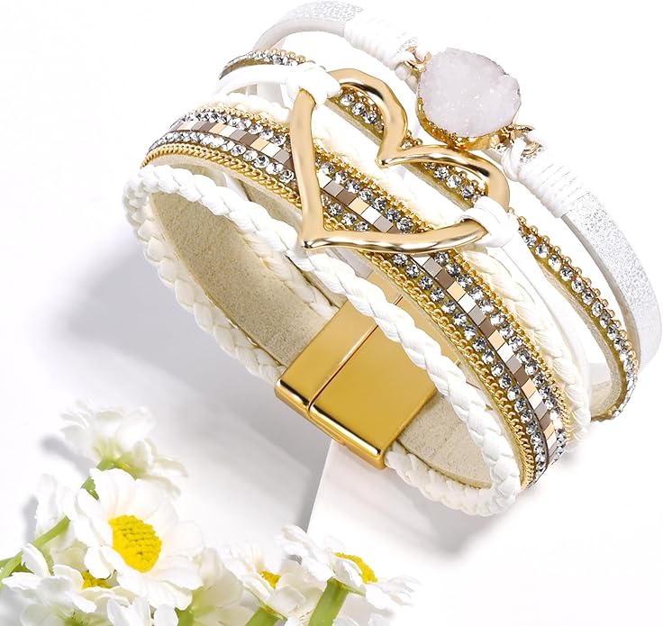 VIBILIA Boho Leather Wrap Bracelets for Women Multi-Layer Bracelets with Strong Clasp Jewelry for Women