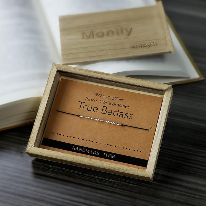 Monily Inspirational Gifts for Women Morse Code Bracelets for Women Funny Bracelet for Friend Funny Gift for Women Sterling Silver Bracelet for Women