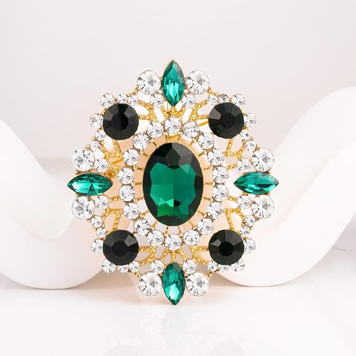 LAXPICOL Vintage Clear Austrian Crystal Brooch Pin for Women Elegant Wedding Bridal Brooches Broach Pin 1.69"*1.39"