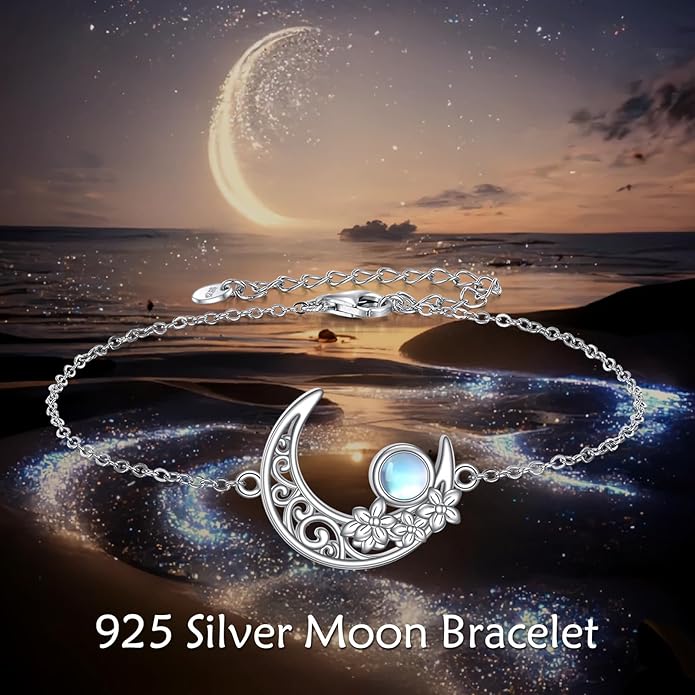 Mustard Seed Cross/Paw Print/Butterfly/Sunflower/Compass/Moss Agate Bracelet for Women 925 Sterling Silver Graduation Link Bracelet Jewelry for Women