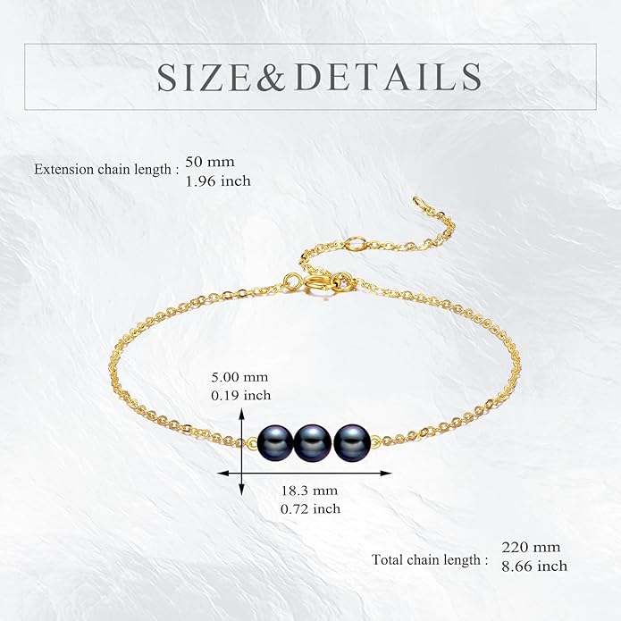 KECHO 14K Real Gold Freshwater Cultured Pearl Bracelet 14K Solid Gold Jewelry Anniversary Birthday Gift for Women