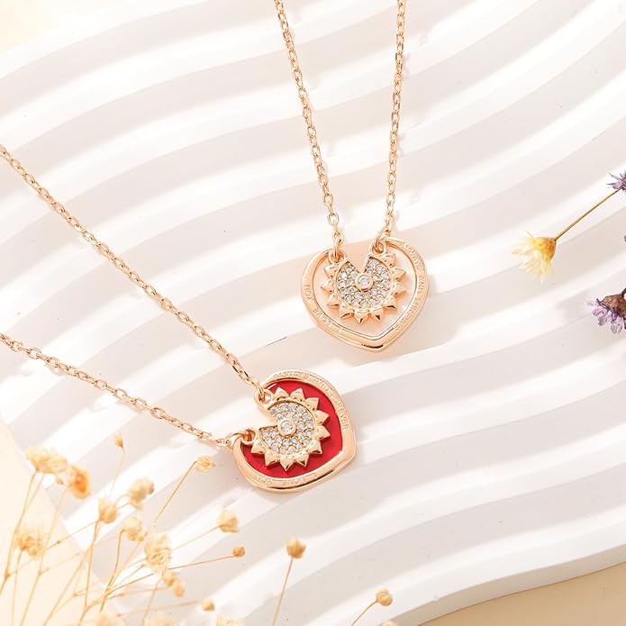 RONYOSTING Multi-Style Love Heart Necklace with Birthstone,14k White Gold Plated Sliver|Bow Pendant Necklaces for Christmas, Dainty Gifts for Birthday Valentine