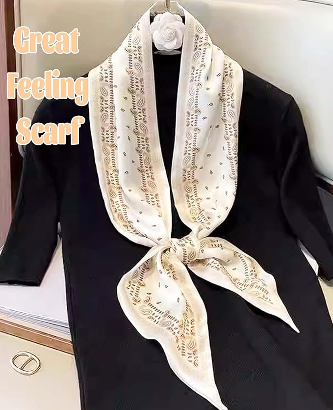 kcctoo 59" Mulberry Silk Like Head Scarf Women's Fashion Square Neck Satin Scarfs for Bag Hair Scarves Gift 59 * 5.9”
