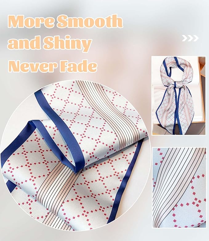 kcctoo 59" Mulberry Silk Like Head Scarf Women's Fashion Square Neck Satin Scarfs for Bag Hair Scarves Gift 59 * 5.9”