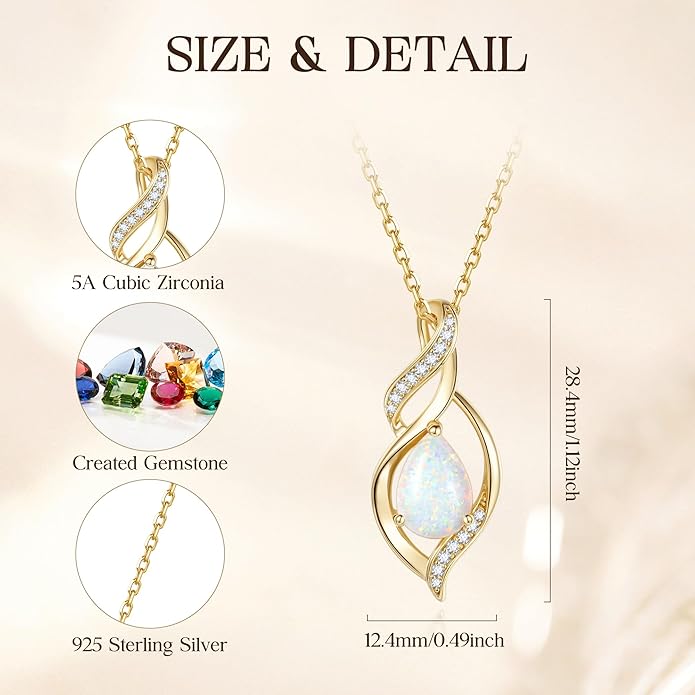 FANCIME Birthstone Necklace for Women Teardrop Necklace S925 Sterling Silver Infinity Love Birthday Gifts for Mom Women Girls, 16"+2" Inches