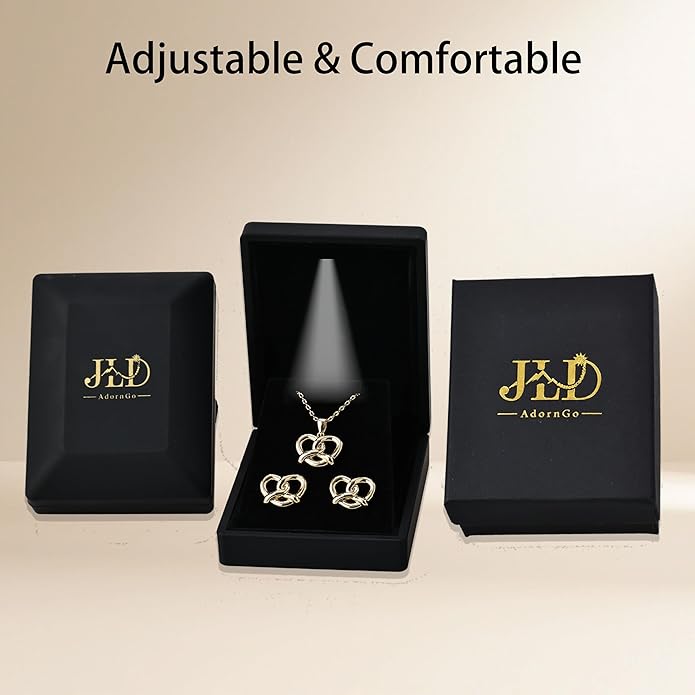 18k Gold Plated Jewelry Set for Women Dainty Necklace & Stud Earrings Trendy Chunky Birthday Mother’s Day Gift