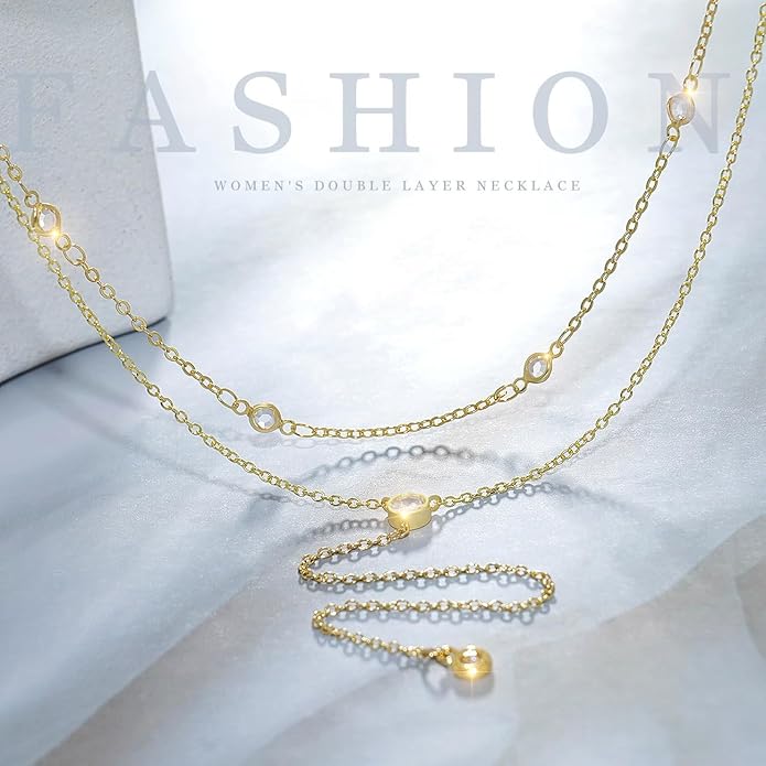 Suyi Lariat Necklace for Women Gold Dainty Long Necklace 14k Gold Plated Y-Shaped Necklaces