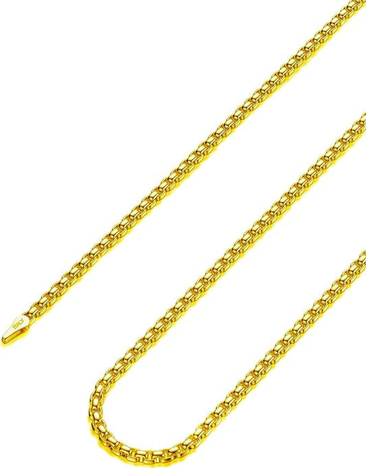 925 Sterling Silver Box Chain 2/3/4/5mm Necklace for Men Silver Link Chain for Women 16/18/20/22/24/26/30 Inches