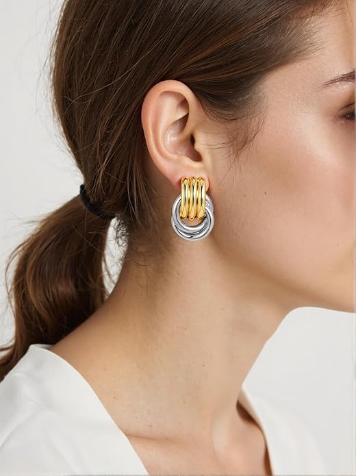 Trendy 14K Gold Plated Knot Earrings are Thick and Charming Pendant Earrings for Women They are Lightweight Hypoallergenic Fashion Accessories Jewelry Gifts for Women