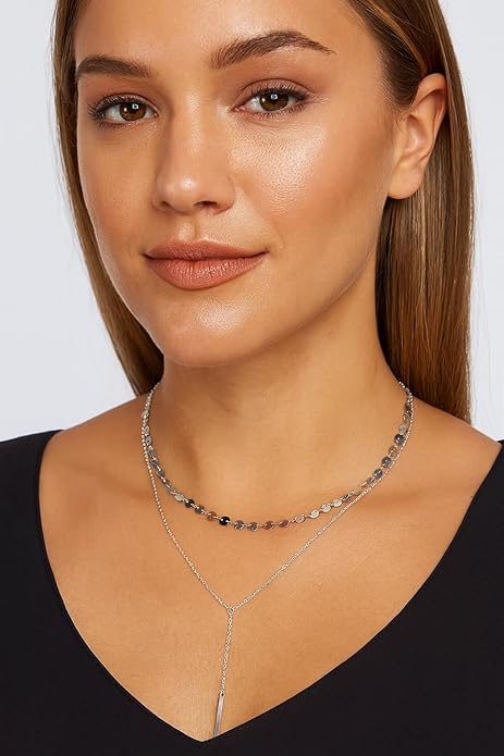 14K Gold Plated Y Necklace for Women – Dainty Lariat Long Pendant Chain, Layered Drop Necklace for V Neck Dress, Simple Sexy Cleavage Jewelry Gifts for Women