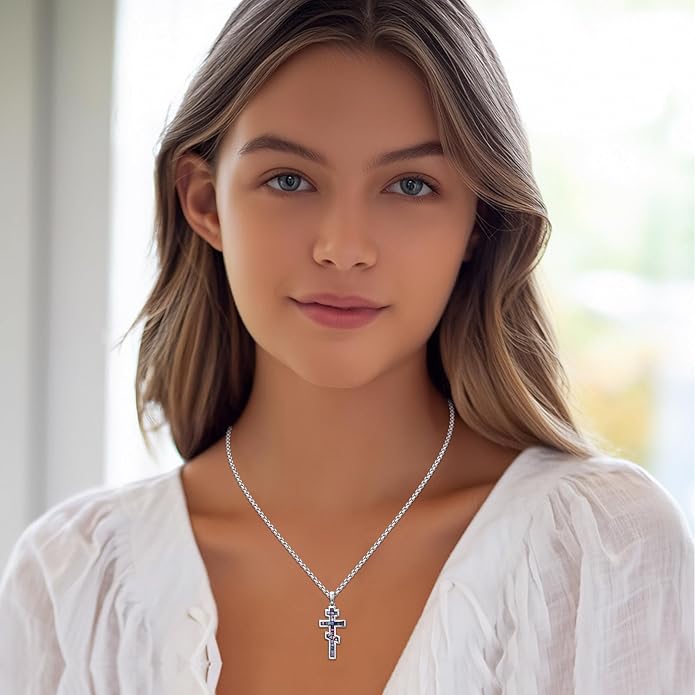 Cross Necklace for Men 925 Sterling Silver Celtic Cross Pendant Christian Jewelry Religious Christmas Gifts for Women