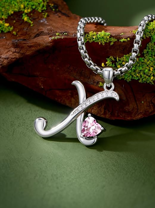 Christmas Gifts for Women Alphabet A to Z Initial Birthstone Pendant Necklaces for Women - 18k White Gold Plated Personalized Name Jewelry Valentine Mothers Day Birthday Gifts for Women Her Girlfriend
