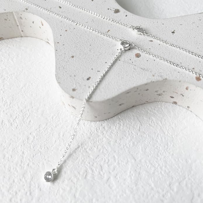 Lariat Gold Necklace for Women, Dainty Long Necklace 14k Gold Plated/Silver Y-Shaped Layered Beaded Chain Drop Necklaces for Women Trendy Simple Gold Jewelry for Women Gifts