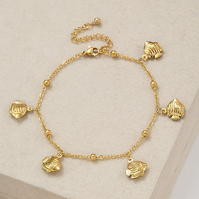 Lit Wall Gold Anklets for Women 18K Gold Plated Adjustable Summer Simple Foot Jewelry Ankle Bracelet for Women