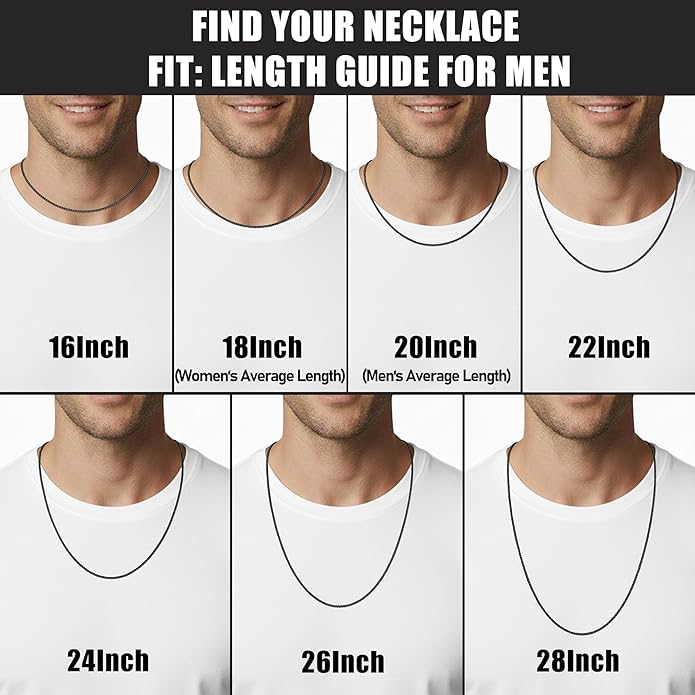 Fiusem Wheat Chains for Men and Women, 2/2.5/3/4/5mm Silver Tone/14K Gold Plated/Black Necklace Chain, Stainless Steel Mens Necklace 16-28 Inch
