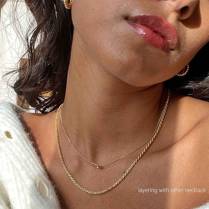 Freekiss Herringbone Necklace for Women,Dainty Gold Necklace,14k Gold Plated Snake,Gold Chain Choker Necklaces,Simple Gold Layered Necklaces,Gold Jewelry Gift for Women