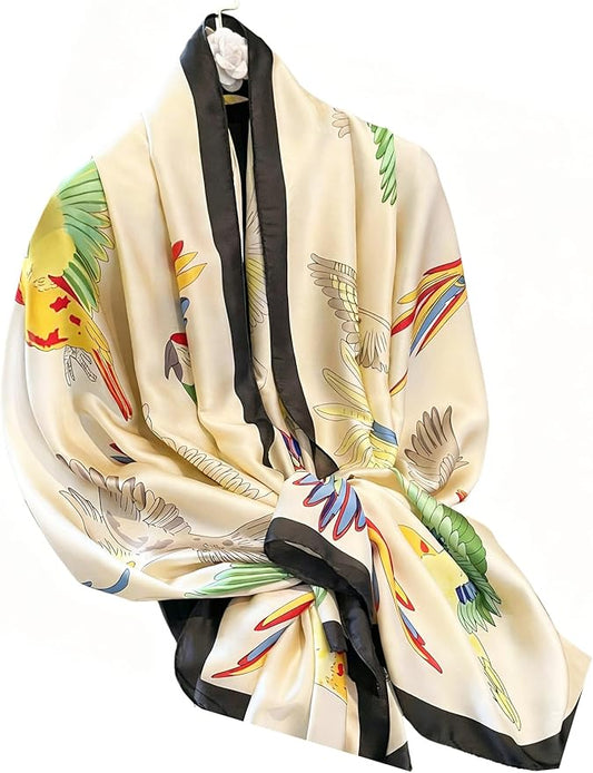 Clysoru Silk Scarf For Women Hair Scarves Lightweight Satin Elegant Shawl Wraps Bufanda Mujer Fashion Accessories 70.8"X35.4"