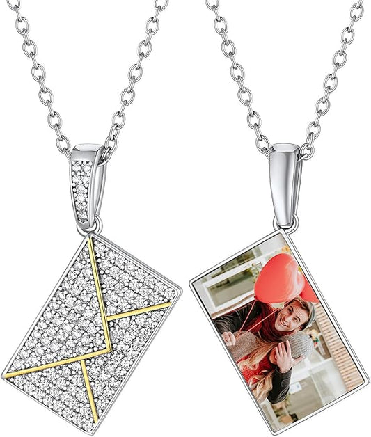 Supcare Locket Necklace That Holds Pictures-Engraved Photo Pendant Custom Jewellery Gifts for Men Women (with Jewellery Gift Box)