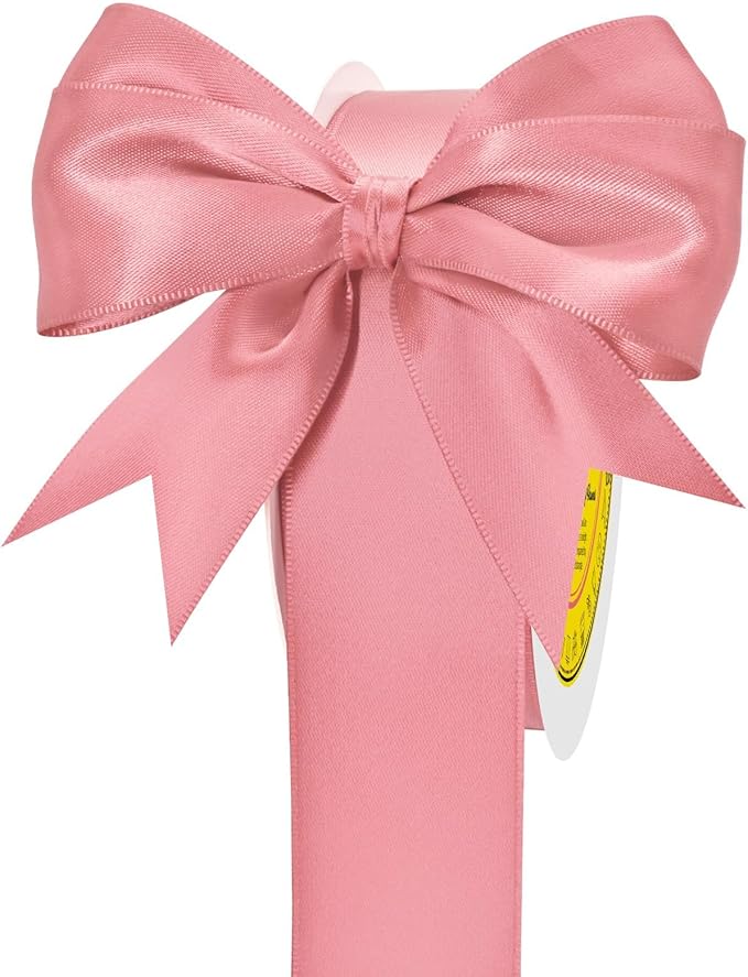 LEEQE Double Face Lt.Coral Satin Ribbon 1-1/2 inch X 50 Yards Polyester Lt.Coral Ribbon for Gift Wrapping Very Suitable for Weddings Party Hair Bow Invitation Decorations and More