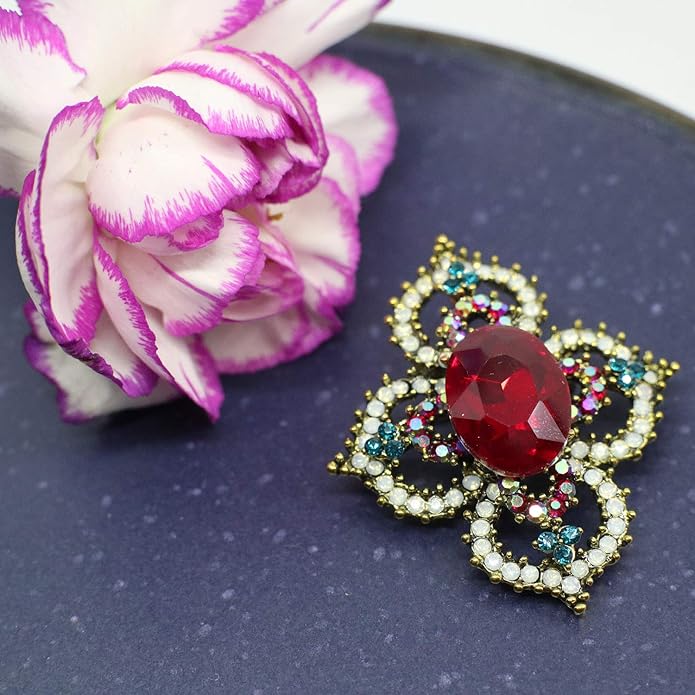 Brooch Pins for Women Girls Fashion Flower Crystal Rhinestone Pearl Jewelry