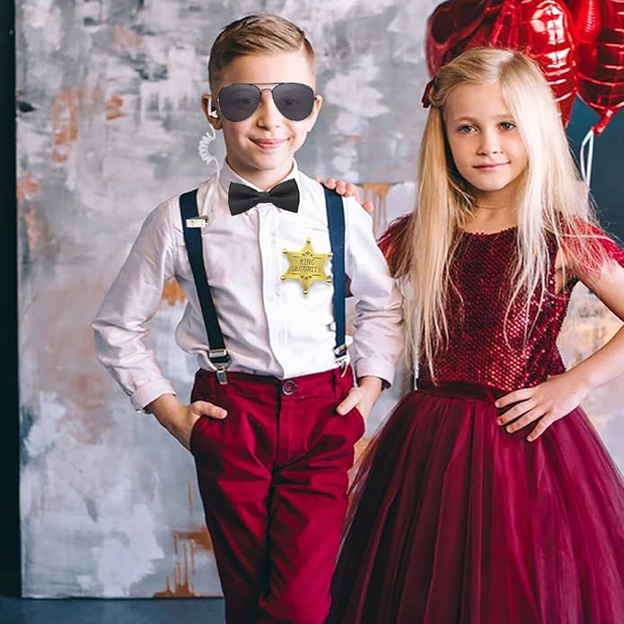 ERDOGLY Metal Ring Security Badge, Ring Bearer Gifts Metal Brooch, Ring Security Wedding Accessories Keepsake for Party, Rehearsal, Boys, Youngs, Security Badges for Wedding Souvenirs