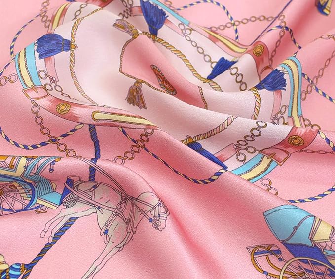 ANDANTINO 100% Pure Mulberry Silk Small Square Scarves -21'' x 21''- Digital Printed Neckerchief –Women Men Lightweight Scarf
