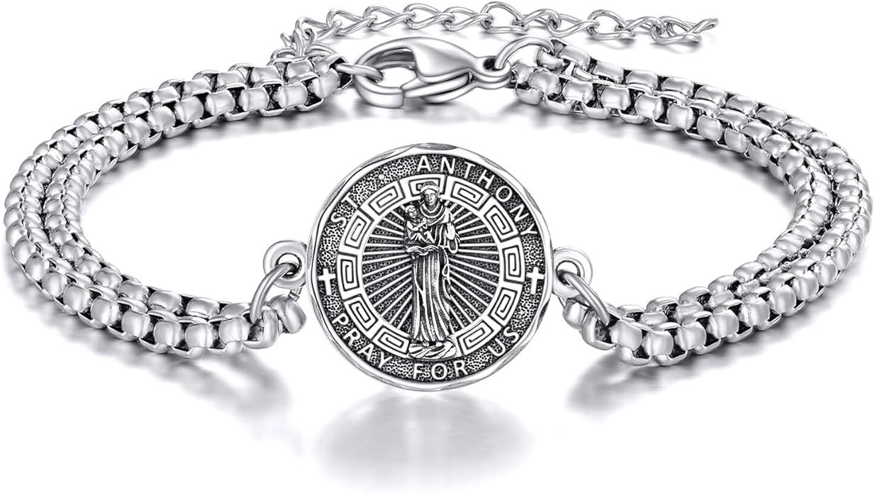 YFN Patron Saint Bracelet Sterling Silver Religious Protector Bracelet Jewelry Gift for Women Men