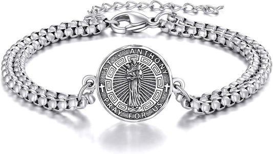 YFN Patron Saint Bracelet Sterling Silver Religious Protector Bracelet Jewelry Gift for Women Men