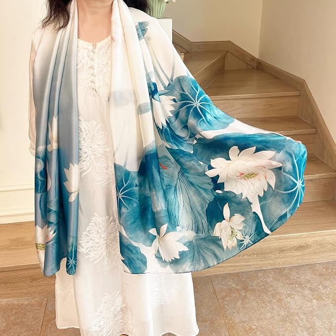 Long Silk Like Scarf Lightweight Satin Scarves Large Sunscreen Shawl Wrap for Women