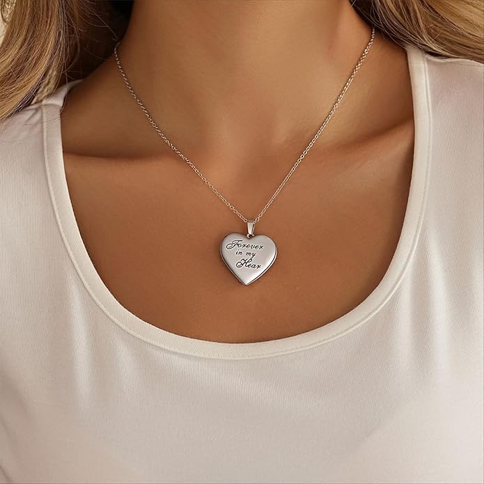 PHOCKSIN Personalized Locket Necklace for Women Photo Necklace with Customized Picture Birth Flower Birthstone New Years Gifts for Women