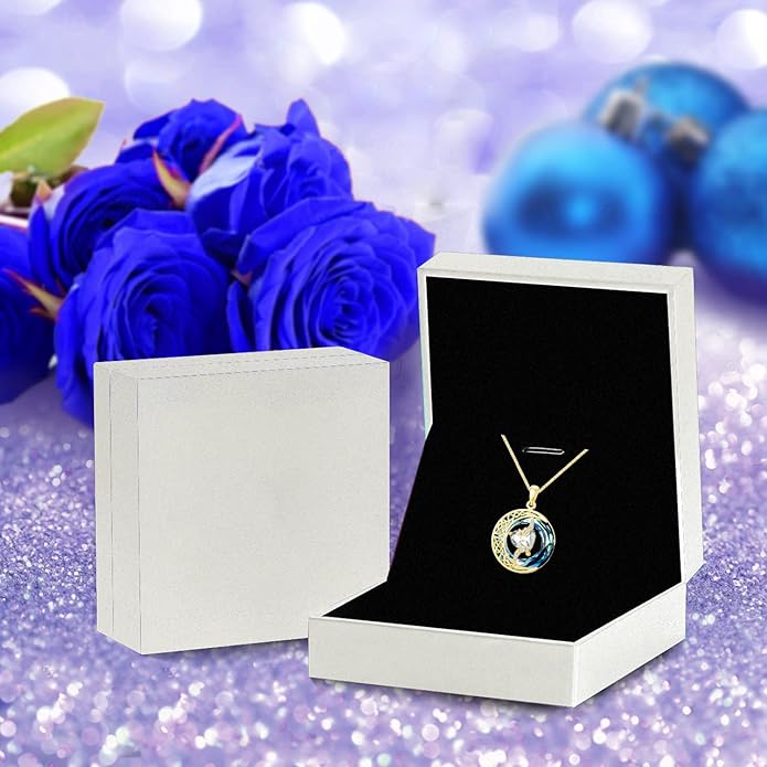 TOUPOP Christmas Gifts Birthstone Necklace 925 Sterling Silver Moon and Star Pendant with Blue Crystal Celtic Moon Jewelry Birthday Gifts for Women Mom Wife Her Daughter