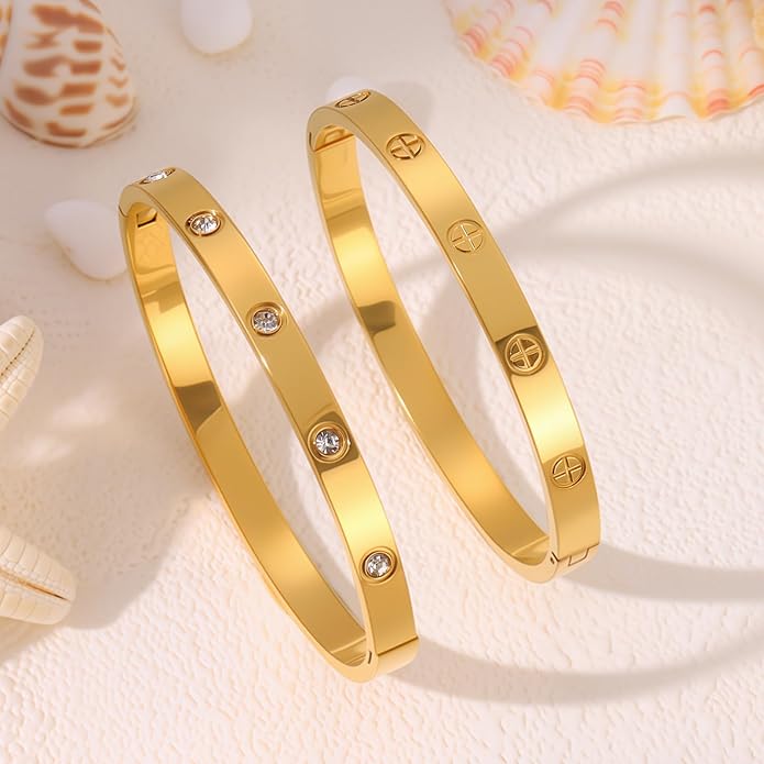 Silver Bangles for Women - Stainless Steel Love & Friendship Bracelet Set with Gift Box | Daily Wear & Party Jewelry