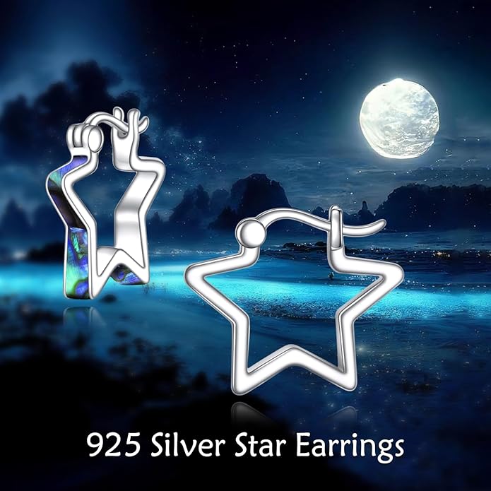 Sterling Silver Hoop Earrings Small Hoop Sun/Leaf/Triangle Huggie Earrings for Women Hypoallergenic