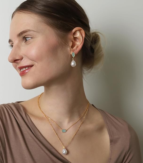 OZEL – Crystal Earrings for Women Dangle – 14K Gold Plated Lightweight Daily Fashion Earrings