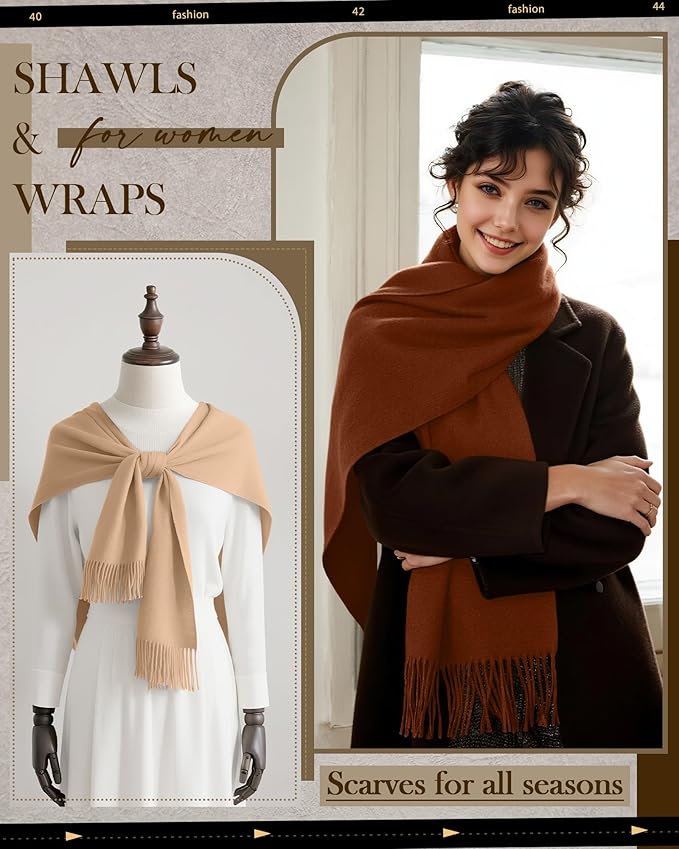 Oakgarden 3 Pack Winter Scarf for Women Pashmina Scarves Shawl Wraps Bridesmaid Gifts for Evening Dresses