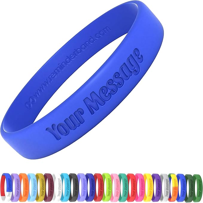 Reminderband Custom Silicone Bracelet – Motivational Wristbands, Bulk Personalized Bands for Events, Awareness, Fundraisers, Gifts – Custom Rubber Bracelets - 1/2" Classic