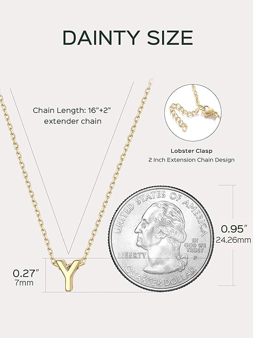 ChicSilver 925 Sterling Silver Initial Necklace for Women Dainty Letter Jewelry Personalized Gift