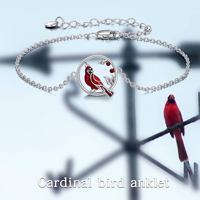 YFN Anklets Bracelet for Women Sterling Silver Butterfly Heart Tree Hummingbird Cardinal Anklet Charm Chain Bracelet Beach Foot Jewelry for Women