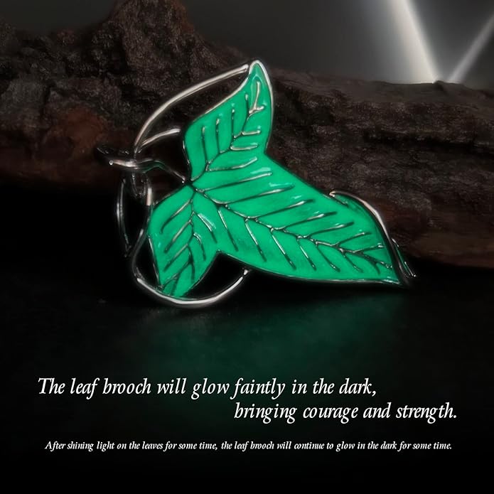 Bahamut Elegant Elven Green Tree Leaf Enamel Pins Brooch for Women Men Suit Pendant Necklace,Cloak Clasp Brooches Cosplay Jewelry