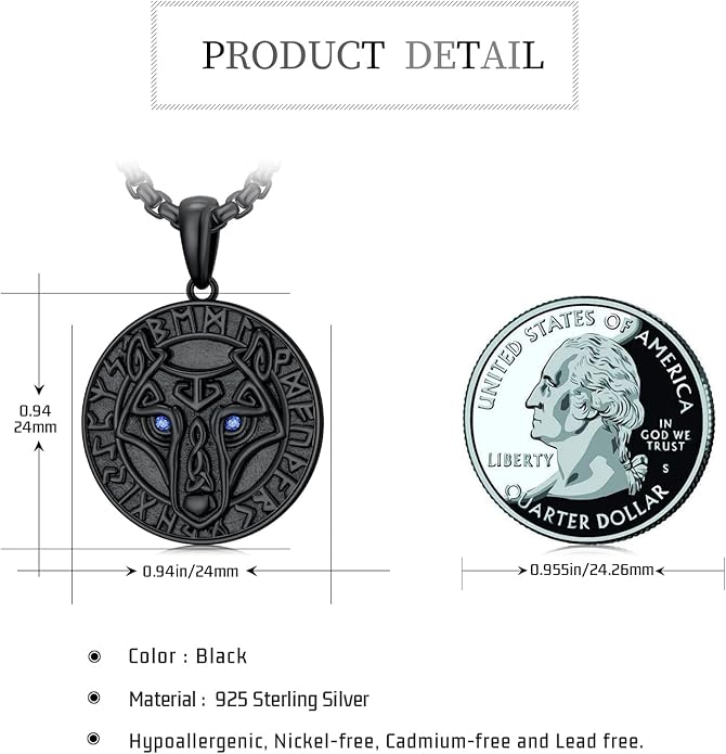 KoyeKei Viking Necklace for Men 925 Sterling Silver Viking Norse Pagan Jewelry Gifts for Women
